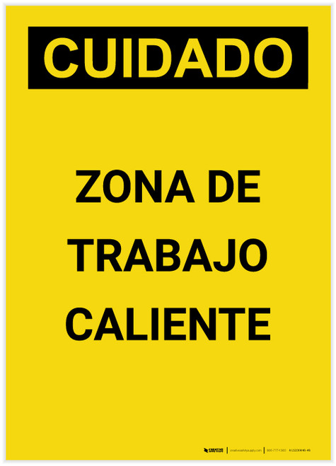 Caution: Hot Work Area Spanish Portrait - Label
