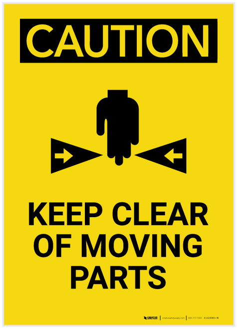 Caution: Keep Clear of Moving Parts with Graphic Portrait - Label