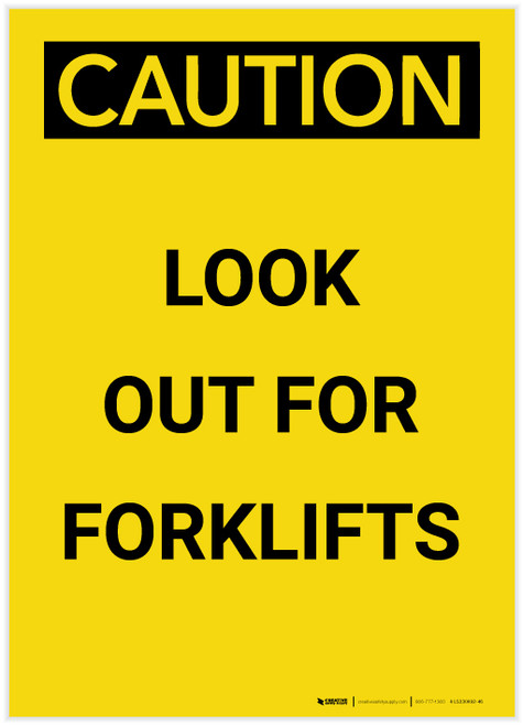Caution: Look Out For Forklifts Portrait - Label