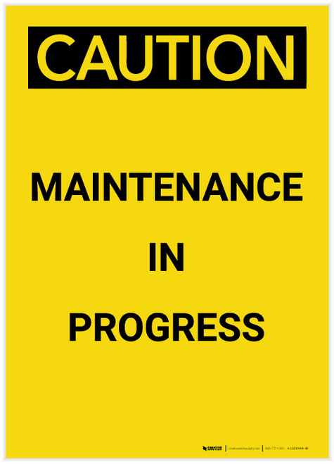 Caution: Maintenance In Progress Portrait - Label