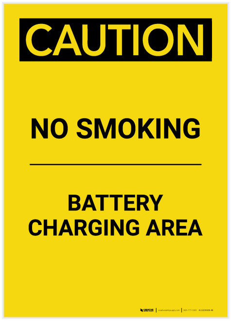 Caution: No Smoking Battery Charging Portrait - Label