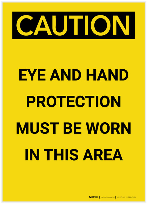 Caution: PPE Eye and Ear Protection Must be Worn in Area Portrait - Label