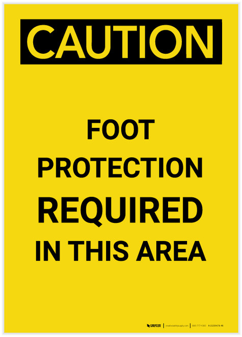 Caution: PPE Foot Protection Required in This Area Portrait - Label