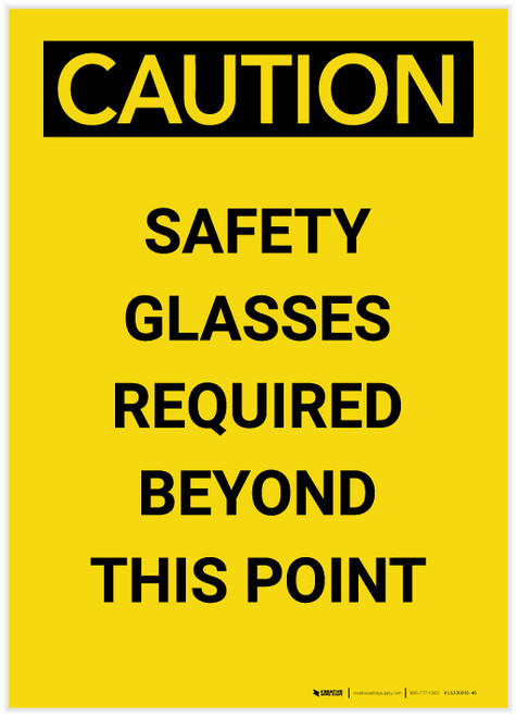 Caution: PPE Safety Glasses Required Beyond This Point Portrait - Label