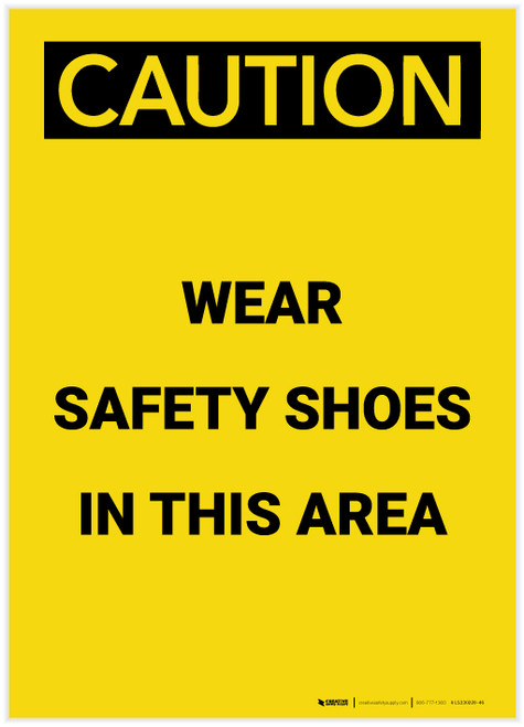 Caution: PPE Wear Safety Shoes in This Area Portrait - Label