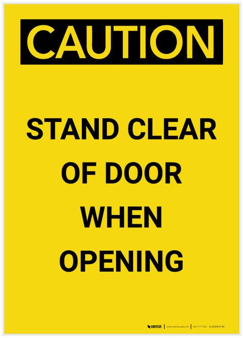 Caution: Stand Clear of Door When Opening Portrait - Label