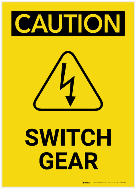 Caution: Switch Gear Portrait - Label