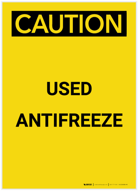 Caution: Used Antifreeze Portrait - Label