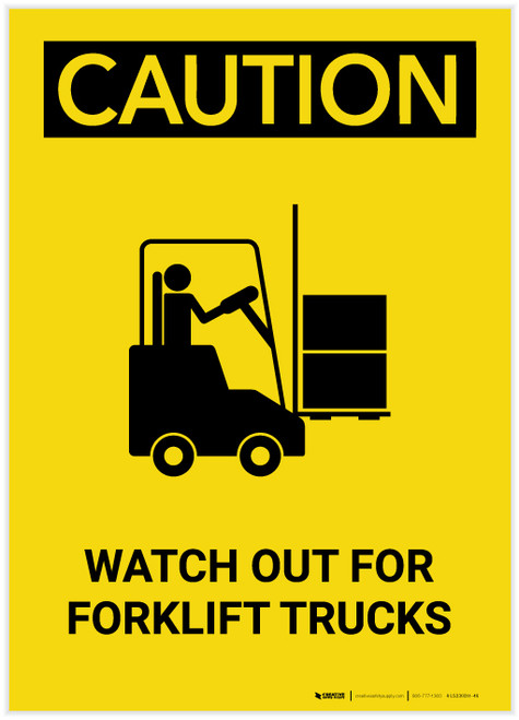 Caution: Watch Out For Forklift Trucks with Graphic Portrait - Label