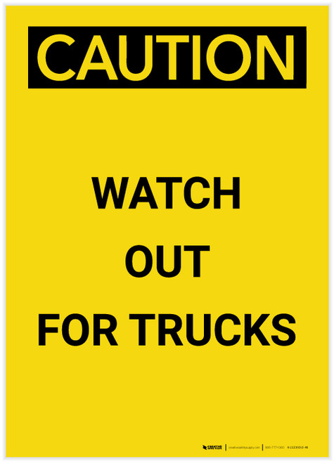 Caution: Watch Out For Trucks Portrait - Label