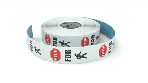 Traffic: Stop For Pedestrians Vertical - Inline Printed Floor Marking Tape