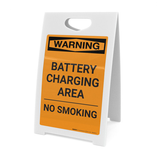 Warning: Battery Charging - No Smoking - A-Frame Sign