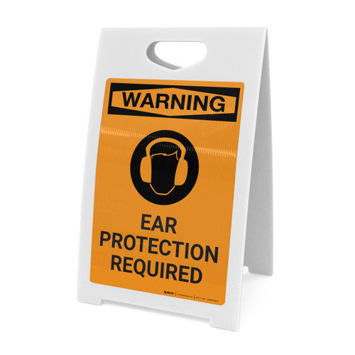 Warning: Ear Protection Required with Icon - A-Frame Sign