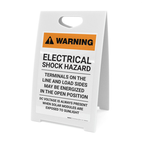 Warning: Electrical Shock Hazard DC Voltage - A-Frame Sign