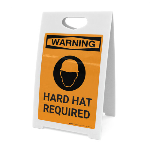 Warning: Hard Hat Required with Icon - A-Frame Sign