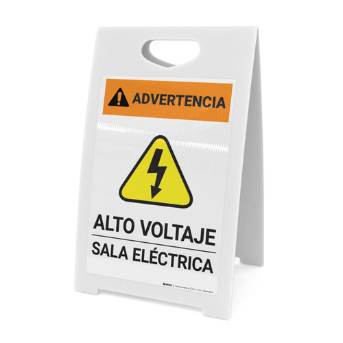 Warning: High Voltage - Electrical Room Spanish Landscape - A-Frame Sign