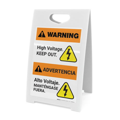 Warning: High Voltage Keep Out - Bilingual Spanish - A-Frame Sign