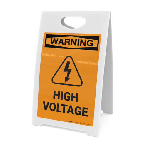 Warning: High Voltage with Icon - A-Frame Sign