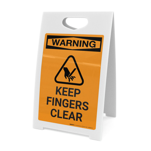 Warning: Keep Fingers Clear with Icon - A-Frame Sign