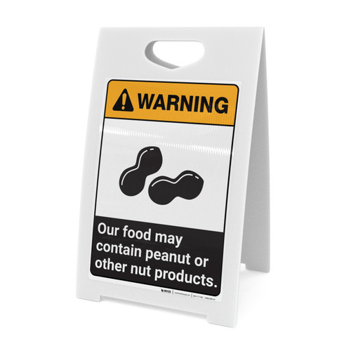 Warning: Food May Contain Peanut Or Nut Products ANSI - A-Frame Sign