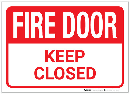Fire Door/Keep Closed - Label