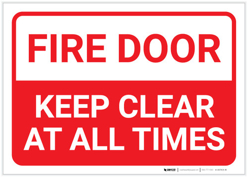 Fire Door - Keep Clear At All Times Landscape - Label