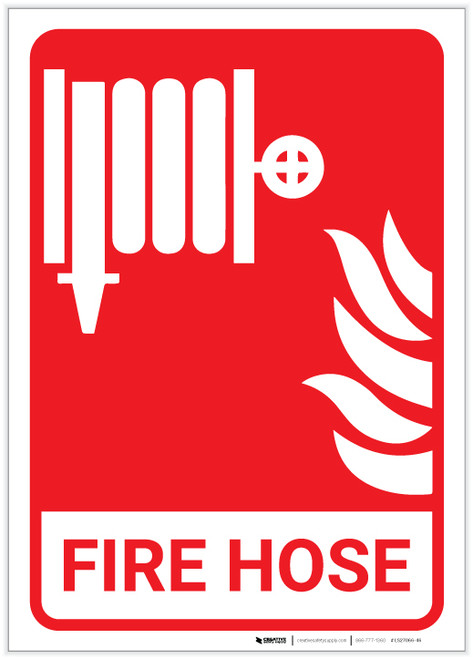 Fire Hose with Icons Portrait - Label