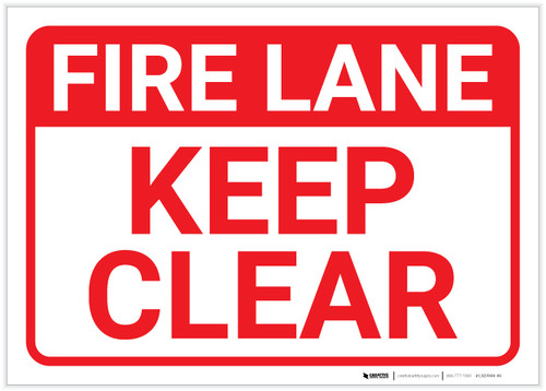 Fire Lane Keep Clear Landscape - Label