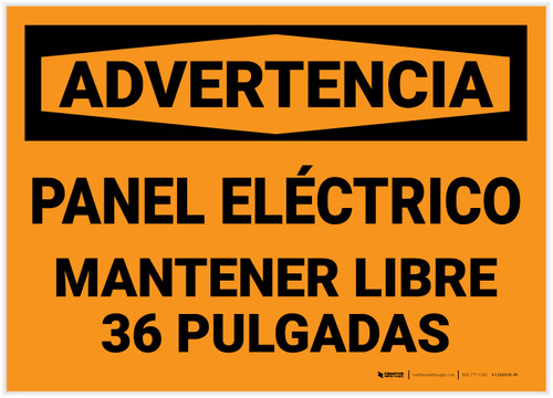 Warning: Electrical Panel Keep Clear Spanish - Label