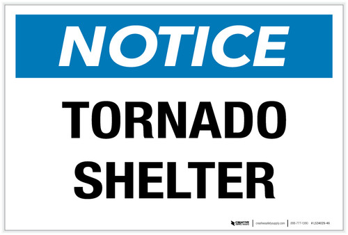 Notice: Tornado Shelter - Label