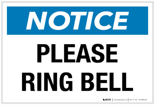 Notice: Please Ring Bell - Label