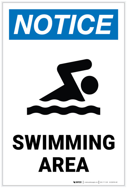 Notice: Swimming Area with Icon Portrait - Label
