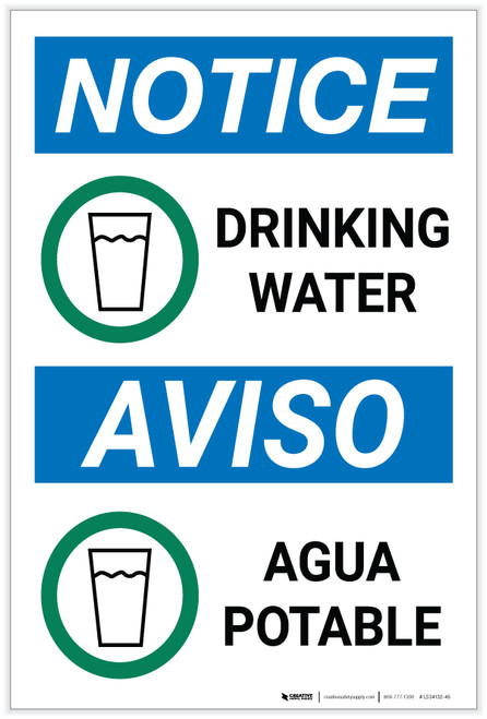 Notice: Drinking Water Bilingual Spanish Portrait - Label
