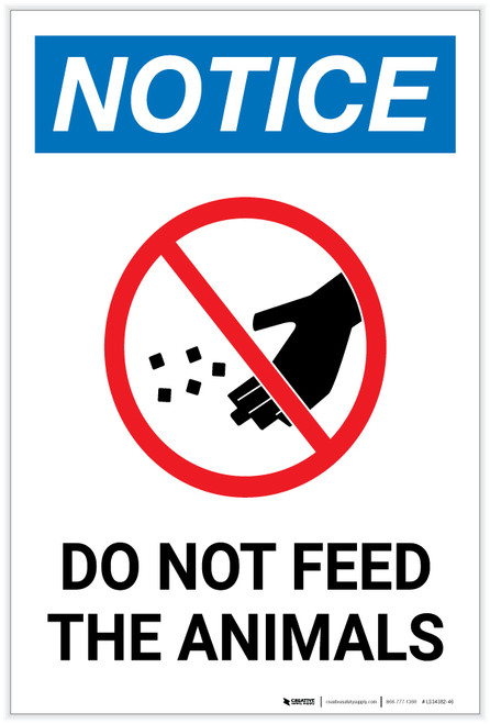 Notice: Do Not Feed The Animals with Icon - Label