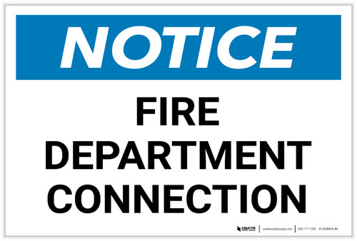 Notice: Fire Department Connection - Label