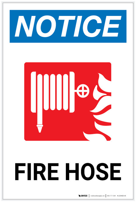 Notice: Fire Hose and Fire with Icon - Label
