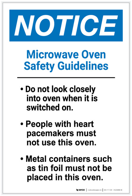 Notice: Microwave Oven Safety Guidelines - Label