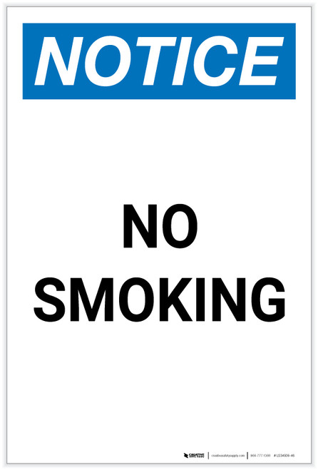 Notice: No Smoking Portrait - Label