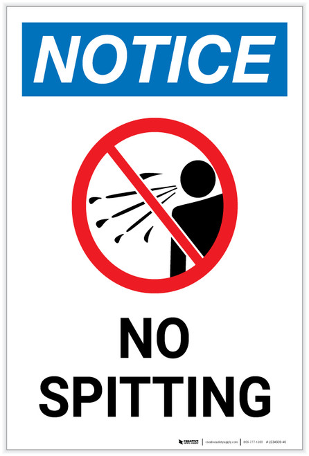 Notice: No Spitting with Icon Portrait - Label