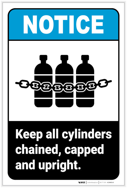 Notice: Keep Cylinders Chained Capped with Icon Portrait ANSI - Label
