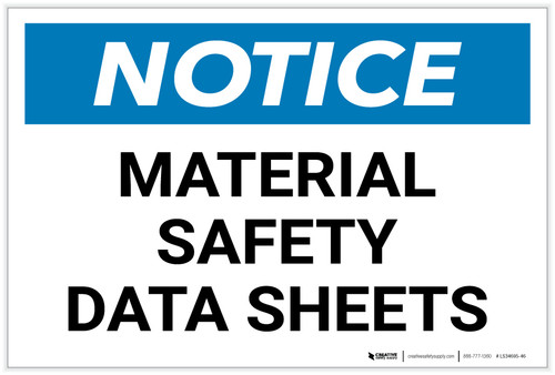 Notice: Material Safety Data Sheets Landscape - Label