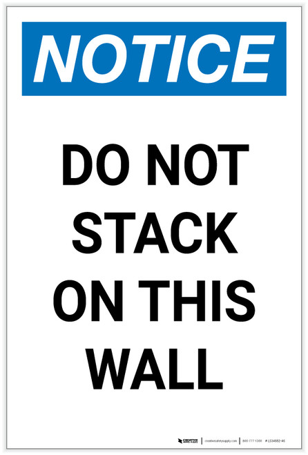 Notice: Do Not Stack On This Wall Portrait - Label