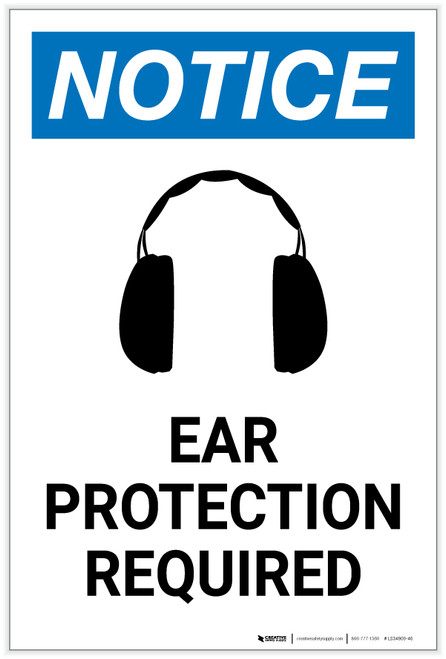 Notice: Ear Protection Required with Icon Portrait - Label