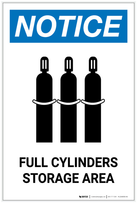 Notice: Full Cylinder Storage Area with Icon Portrait - Label