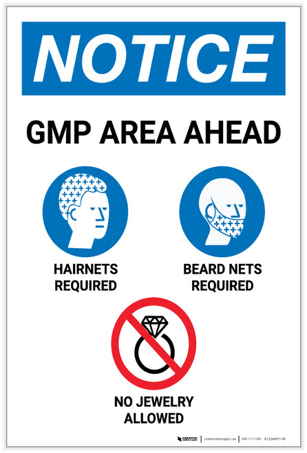 Notice: GMP Area Ahead Portrait - Label
