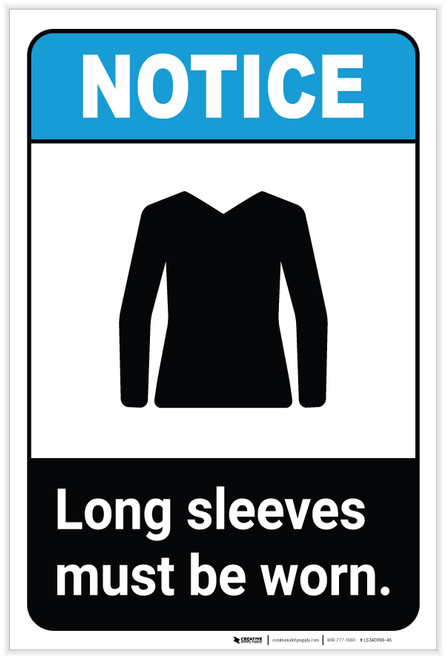 Notice: Long Sleeves Must Be Worn ANSI with Icon Portrait - Label