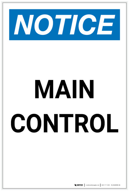 Notice: Main Control Portrait - Label