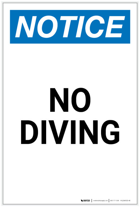 Notice: No Diving Portrait - Label