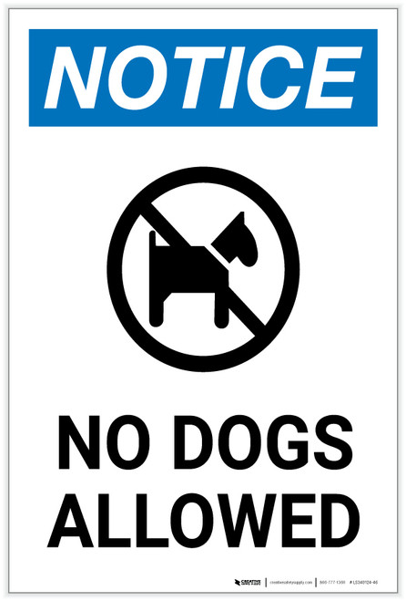 Notice: No Dogs Allowed with Icon Portrait - Label