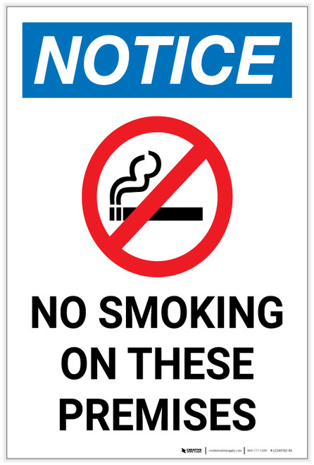 Notice: No Smoking on These Premises with Icon Portrait - Label